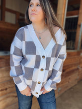 Load image into Gallery viewer, Check Me Out Gray Checkered Cardigan