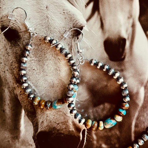 Nevada Fox Turquoise Teardrop Earrings