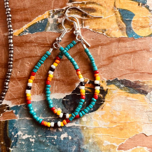 Serape Beaded Teardrop Earrings