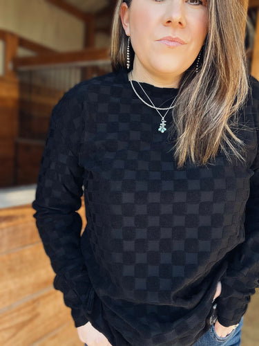 Black Beauty Textured Checker Long Sleeve