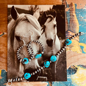 Kingman Turquoise Nugget Hoop Earrings