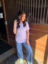 Load image into Gallery viewer, Turquoise Snaps Lavender Top