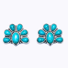Load image into Gallery viewer, Cluster Faux Turquoise Earrings