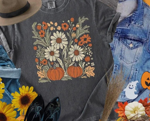 Pumpkin & Fall Florals Tee