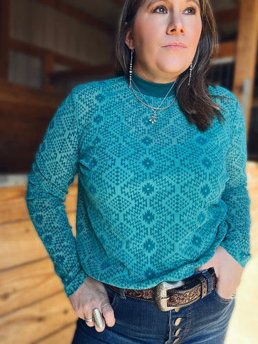 Turquoise Call The Shots Mesh Top