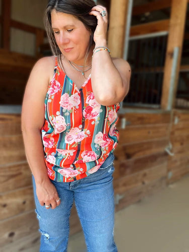 Rose Serape Tank Top