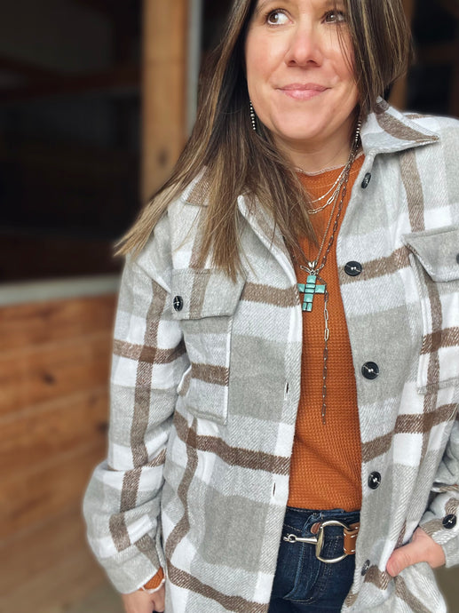 Fall Feels Plaid Flannel Shacket