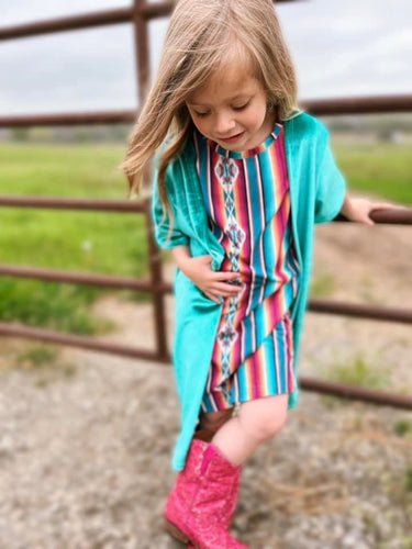 Kids Teal Velvet Duster