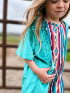 Kids Teal Velvet Duster