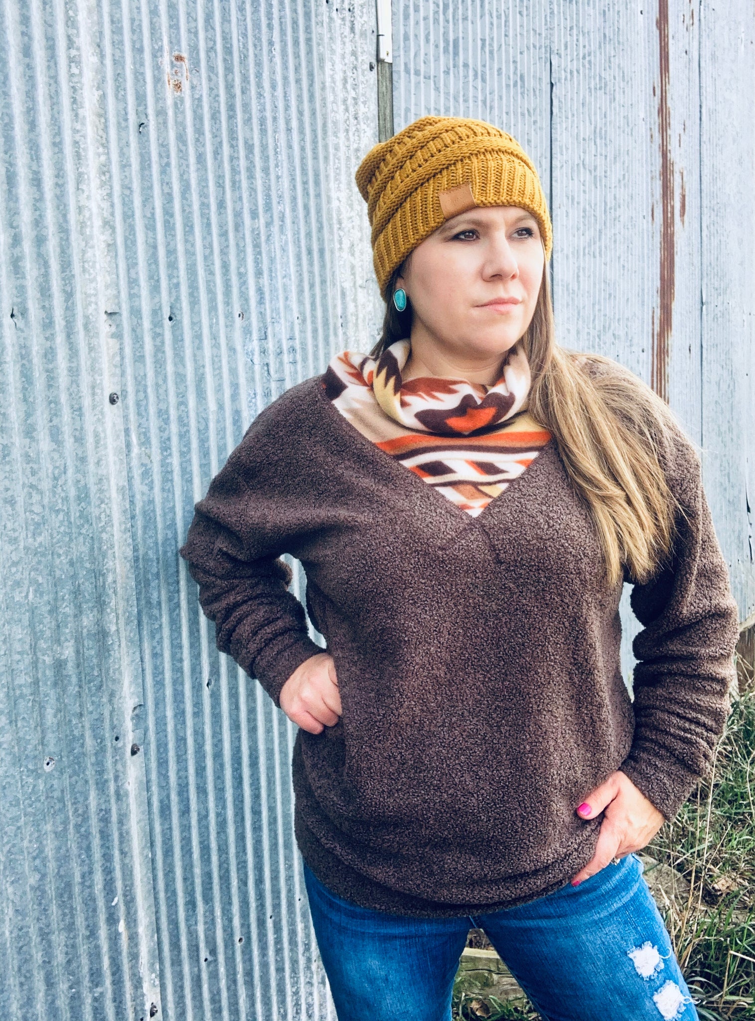 Aztec cowl sale neck pullover