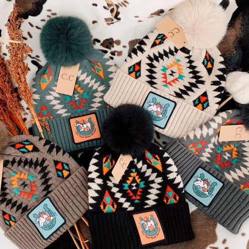 Aztec Logo Pom Hats